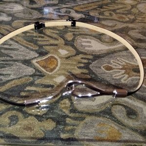 Black Patent Leather Adjustable Skinny Belt (S)